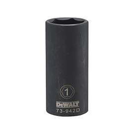 DeWALT DWMT73942OSP Impact Socket, 1/2 in Drive, 1 in Socket, 6-Point, Black Oxide