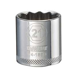 DeWALT DWMT74186OSP Hand Socket, Metric Measuring, 3/8 in Drive, 12-Point, 21 mm Socket, Vanadium Steel