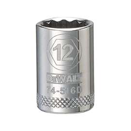DeWALT DWMT74516OSP Hand Socket, Metric Measuring, 3/8 in Drive, 12-Point, 12 mm Socket, Vanadium Steel