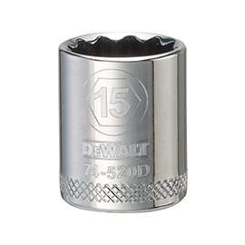 DeWALT DWMT74520OSP Hand Socket, Metric Measuring, 3/8 in Drive, 12-Point, 15 mm Socket, Vanadium Steel