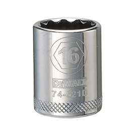 DeWALT DWMT74521OSP Hand Socket, Metric Measuring, 3/8 in Drive, 12-Point, 16 mm Socket, Vanadium Steel