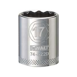 DeWALT DWMT74522OSP Hand Socket, Metric Measuring, 3/8 in Drive, 12-Point, 17 mm Socket, Vanadium Steel