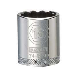 DeWALT DWMT74523OSP Hand Socket, Metric Measuring, 3/8 in Drive, 12-Point, 18 mm Socket, Vanadium Steel