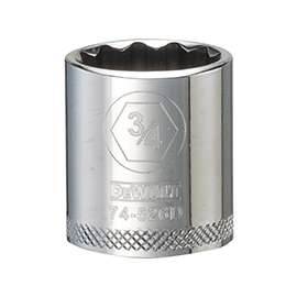 DeWALT DWMT74526OSP Hand Socket, SAE Measuring, 3/8 in Drive, 12-Point, 3/4 in Socket, Vanadium Steel