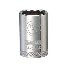 DeWALT DWMT74563OSP Drive Socket, 1/2 in Drive, 12-Point, 11/16 in Socket, Vanadium Steel