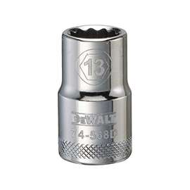 DeWALT DWMT74568OSP Drive Socket, Metric Measuring, 1/2 in Drive, 12-Point, 13 mm Socket, Vanadium Steel