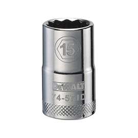 DeWALT DWMT74571OSP Drive Socket, Metric Measuring, 1/2 in Drive, 12-Point, 15 mm Socket, Vanadium Steel