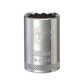 DeWALT DWMT74574OSP Drive Socket, Metric Measuring, 1/2 in Drive, 12-Point, 17 mm Socket, Vanadium Steel