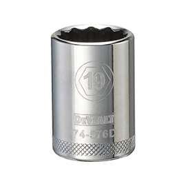 DeWALT DWMT74576OSP Metric Drive Socket, 1/2 in Drive, 12-Point, 19 mm Socket, Steel