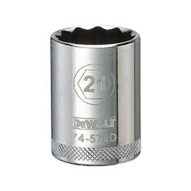 DeWALT DWMT74578OSP Drive Socket, Metric Measuring, 1/2 in Drive, 12-Point, 21 mm Socket, Vanadium Steel