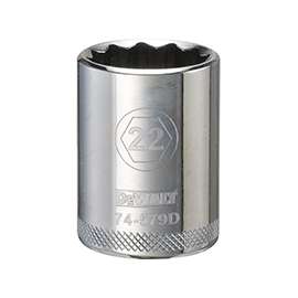 DeWALT DWMT74579OSP Metric Drive Socket, 1/2 in Drive, 12-Point, 22 mm Socket, Steel