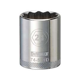 DeWALT DWMT74581OSP Metric Drive Socket, 1/2 in Drive, 12-Point, 24 mm Socket, Steel