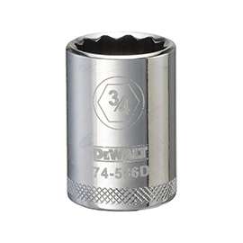 DeWALT DWMT74586OSP Fractional Drive Socket, 1/2 in Drive, 12-Point, 3/4 in Socket, Steel