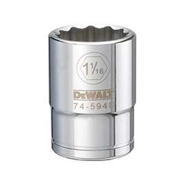 DeWALT DWMT74594OSP Drive Socket, SAE Measuring, 3/4 in Drive, 12-Point, 1-1/16 in Socket, Vanadium Steel