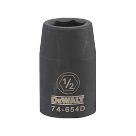 DeWALT DWMT74654OSP Impact Socket, 1/2 in Drive, 1/2 in Socket, 6-Point, Black Oxide