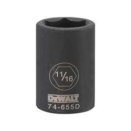 DeWALT DWMT74655OSP Impact Socket, 1/2 in Drive, 11/16 in Socket, 6-Point, Black Oxide
