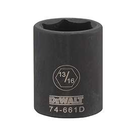 DeWALT DWMT74661OSP Impact Socket, 1/2 in Drive, 13/16 in Socket, 6-Point, Black Oxide