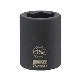 DeWALT DWMT75155OSP Impact Socket, 3/4 in Drive, 1-1/16 in Socket, 6-Point, Black Oxide