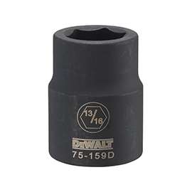 DeWALT DWMT75159OSP Impact Socket, 3/4 in Drive, 13/16 in Socket, 6-Point, Black Oxide