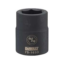 DeWALT DWMT75163OSP Impact Socket, 3/4 in Drive, 15/16 in Socket, 6-Point, Black Oxide