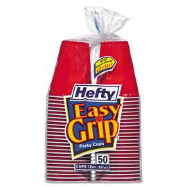 Easy Grip Disposable Plastic Party Cups, 18 oz, Red, 50/Pack