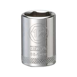 DeWALT DWMT86109OSP Hand Socket, Metric Measuring, 1/4 in Drive, 6-Point, 12 mm Socket, Vanadium Steel