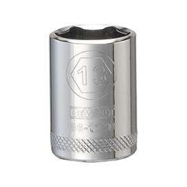 DeWALT DWMT86112OSP Hand Socket, Metric Measuring, 1/4 in Drive, 6-Point, 13 mm Socket, Vanadium Steel