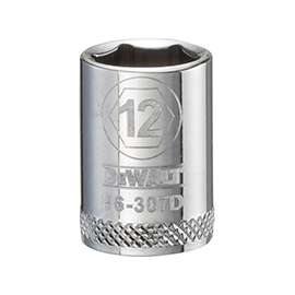 DeWALT DWMT86307OSP Hand Socket, Metric Measuring, 3/8 in Drive, 6-Point, 12 mm Socket, Vanadium Steel