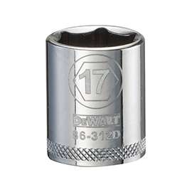 DeWALT DWMT86312OSP Hand Socket, Metric Measuring, 3/8 in Drive, 6-Point, 17 mm Socket, Vanadium Steel
