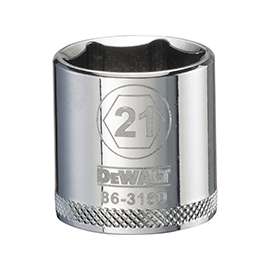 DeWALT DWMT86316OSP Hand Socket, Metric Measuring, 3/8 in Drive, 6-Point, 21 mm Socket, Vanadium Steel