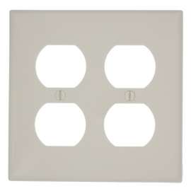Leviton 80716-T Standard-Size Duplex Receptacle Wallplate, 2-Gang, Thermoplastic Nylon, Light Almond