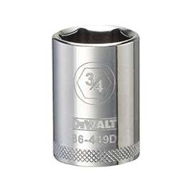 DeWALT DWMT86449OSP Drive Socket, 1/2 in Drive, 6-Point, 3/4 in Socket, Steel