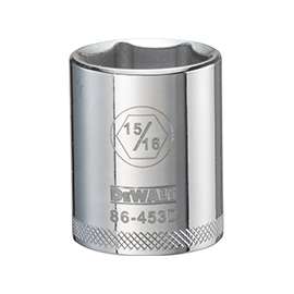 DeWALT DWMT86453OSP Fractional Drive Socket, 1/2 in Drive, 6-Point, 15/16 in Socket, Steel