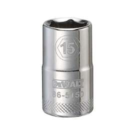 DeWALT DWMT86515OSP Drive Socket, Metric Measuring, 1/2 in Drive, 6-Point, 15 mm Socket, Vanadium Steel
