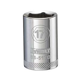 DeWALT DWMT86517OSP Drive Socket, Metric Measuring, 1/2 in Drive, 6-Point, 17 mm Socket, Vanadium Steel