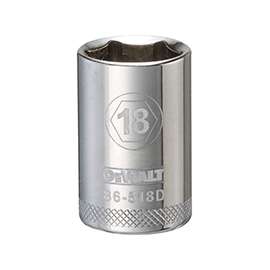 DeWALT DWMT86518OSP Drive Socket, Metric Measuring, 1/2 in Drive, 6-Point, 18 mm Socket, Vanadium Steel