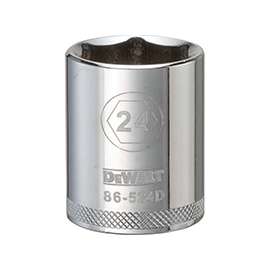 DeWALT DWMT86524OSP Drive Socket, Metric Measuring, 1/2 in Drive, 6-Point, 24 mm Socket, Vanadium Steel
