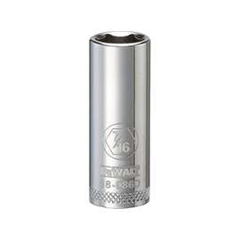 DeWALT DWMT88986OSP Drive Socket, SAE Measuring, 3/8 in Drive, 6-Point, 7/16 in Socket, Vanadium Steel