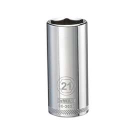 DeWALT DWMT96362OSP Drive Socket, Metric Measuring, 3/8 in Drive, 6-Point, 21 mm Socket, Vanadium Steel