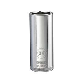DeWALT DWMT96370OSP Drive Socket, Metric Measuring, 1/2 in Drive, 6-Point, 24 mm Socket, Vanadium Steel