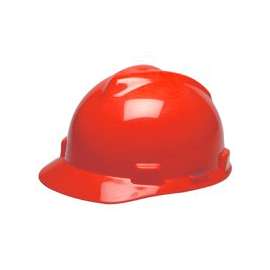 MSA SWX00309/475363 Hard Hat, 4-Point Textile Suspension, HDPE Shell, Red