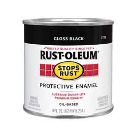 RUST-OLEUM STOPS RUST 7779730 Protective Enamel, Black, Gloss, 0.5 pt Can