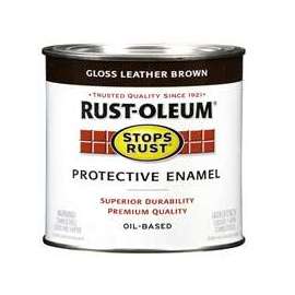 RUST-OLEUM STOPS RUST 7775730 Protective Enamel, Leather Brown, Gloss, 0.5 pt Can