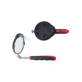 Lighted Inspection Mirrors, 3 3/8 in Dia., 6 3/4 in-30 1/4 in L