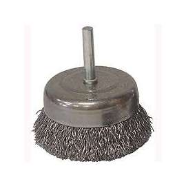 Weiler 36030 Wire Cup Brush, 0.014 in Dia Bristle, 1/4 in Arbor/Shank, 3 in Dia