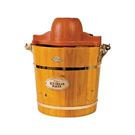 Nostalgia Vintage ICMW400 Ice Cream Maker, 120 V, 50 W, 4 qt Storage, Wood