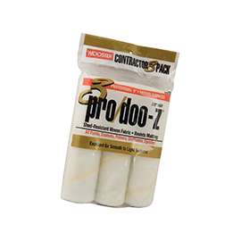 WOOSTER RR723-9 Paint Roller Cover, 3/8 in Thick Nap, Fabric Cover, White