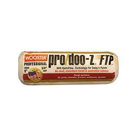 WOOSTER RR668-9 Paint Roller Cover, 3/4 in Thick Nap, Fabric Cover, White