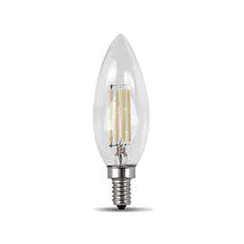 Feit Electric BPCTC25/827/LED/2 LED Lamp, 120 V, 3 W, Candelabra E12, Torpedo Tip Lamp, Soft White Light