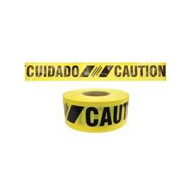 Reinforced Barricade Tape, 3 in x 500 ft, Yellow, Caution